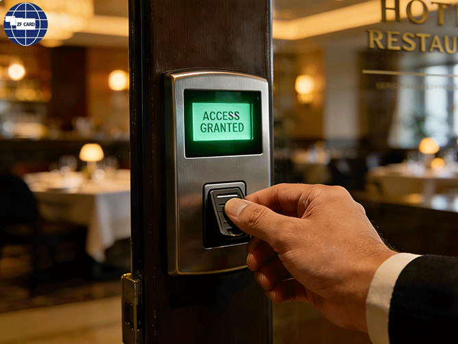 Single classik 4K ist im posteingang der rfid-schlüsselstücke im hotel ausfindig gemacht