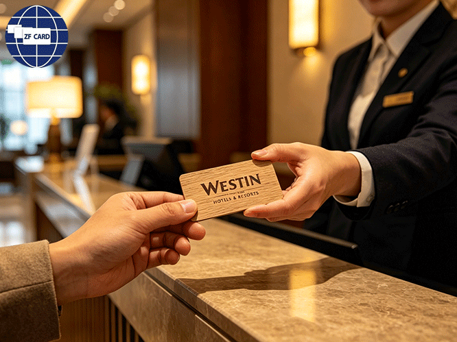 Ein neuer trend für ein ausbau der schlüsselkarten im hotelbereich: look für plastikkarten: auf holz gebundene rfid-karten ersetzen