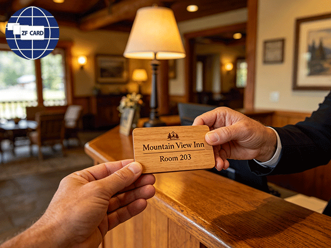 Die aus holz gefertigten rfid-karten: das gleichgewicht zwischen den praktischen anwendungen Von hotels und dem smaragd im internet